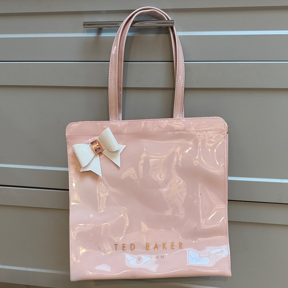 Ted Baker Pink Patent Tote with White Bow